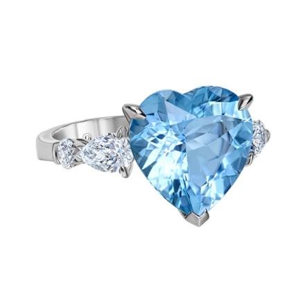 Кольцо с аквамарином и бриллиантами, белое золото 3