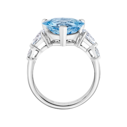 Кольцо с аквамарином и бриллиантами, белое золото 2