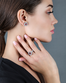 Пусеты с рубинами и бриллиантами, белое золото