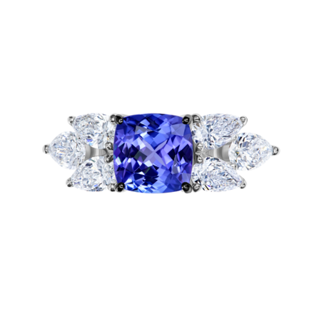 Кольцо с танзанитом и бриллиантами, белое золото 3
