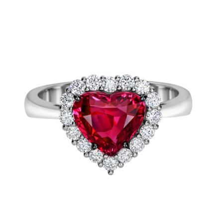 Кольцо с рубином и бриллиантами, белое золото 2