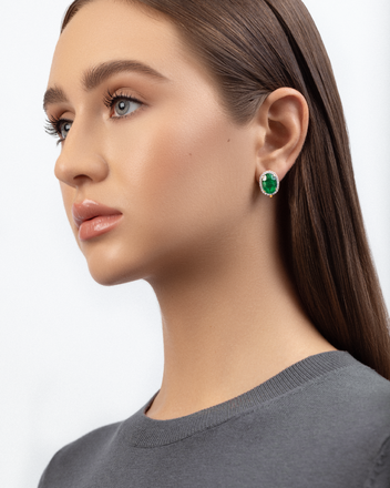 Серьги с изумрудами и бриллиантами, жёлтое золото 3