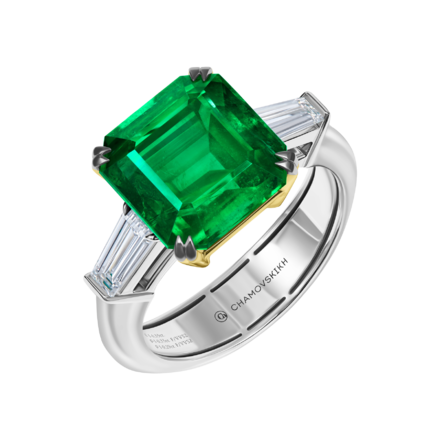 Кольцо с изумрудом, белое золото 1