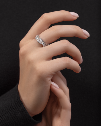 Обручальное кольцо с бриллиантами, белое золото 2