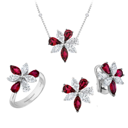 Сет с рубинами и бриллиантами, белое золото 1