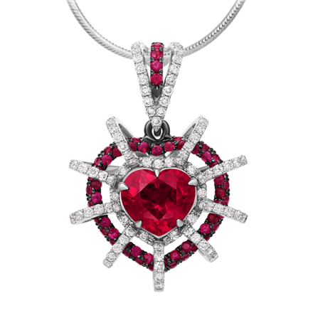 Подвес с рубинами и бриллиантами, белое и жёлтое золото 1