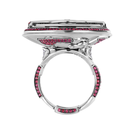 Кольцо с бриллиантами и рубинами, белое золото, н.керамика 5