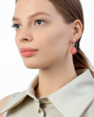 Серьги с бриллиантами и кораллами, белое золото