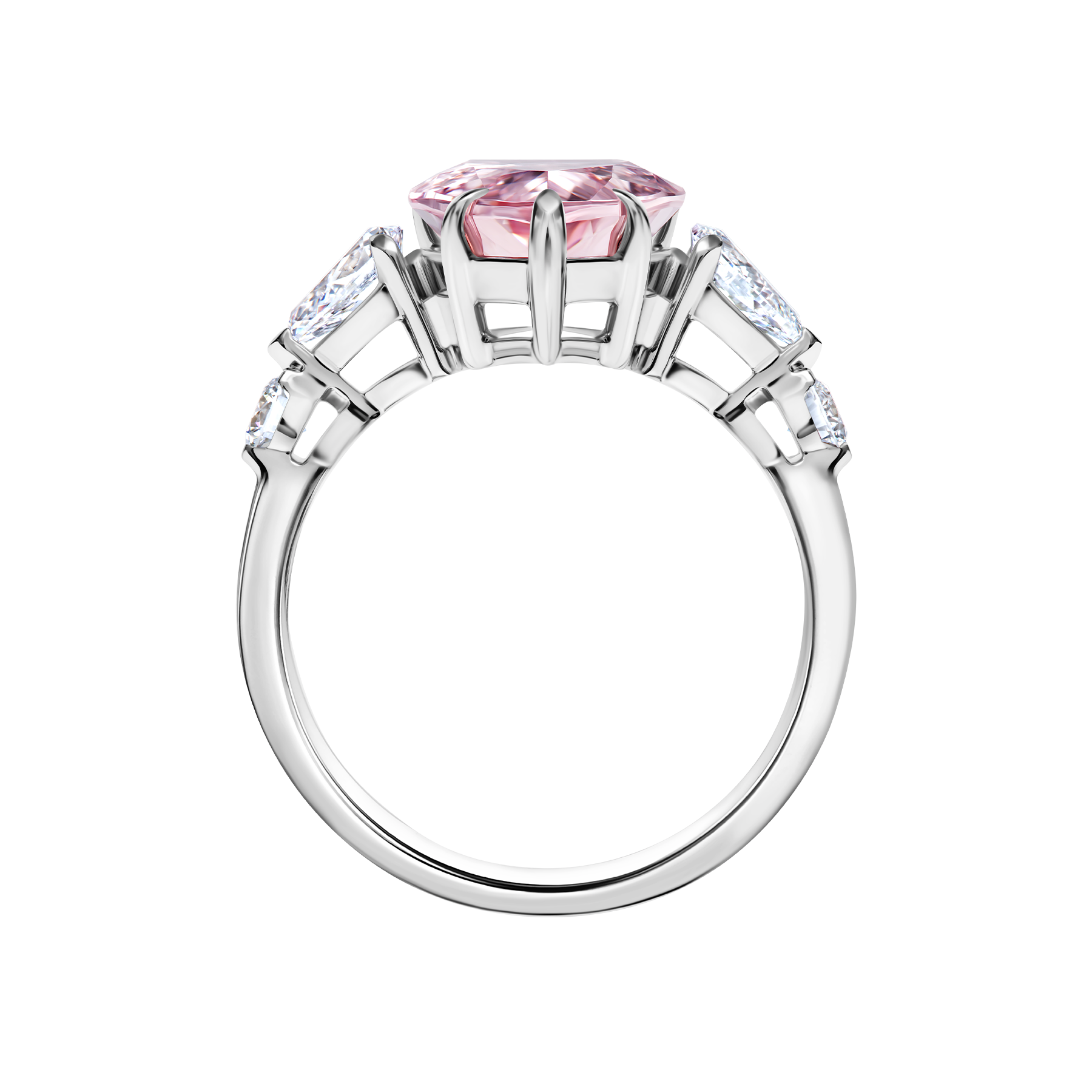 Кольцо с морганитом и бриллиантами, белое золото