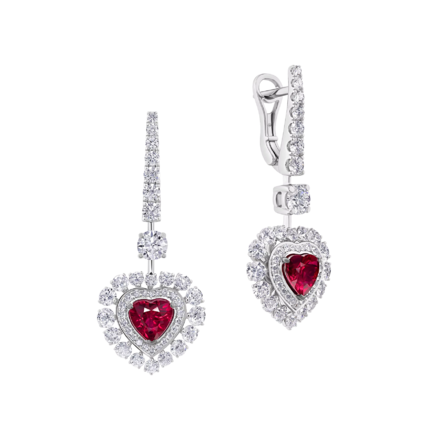 Серьги с рубинами и бриллиантами, белое золото 1