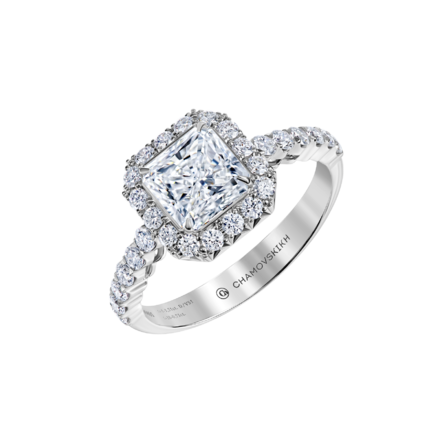 Кольцо с бриллиантами, белое золото 1