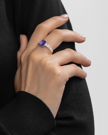 Кольцо с танзанитом и бриллиантами,белое золото 3