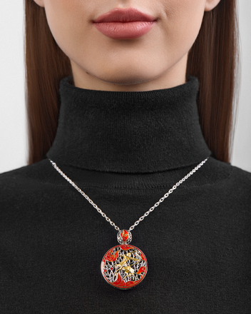 Подвес с бриллиантом, белое и жёлтое золото, н.керамика 2