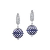 Серьги с сапфирами и бриллиантами, белое золото, н.керамика