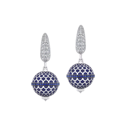 Серьги с сапфирами и бриллиантами, белое золото, н.керамика 2