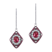 Серьги с рубеллитами, бриллиантами, сапфирами и рубинами, белое золото