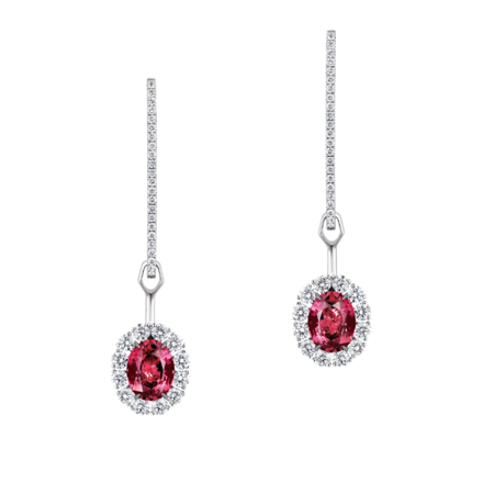 Серьги с рубеллитами, бриллиантами, сапфирами и рубинами, белое золото 2