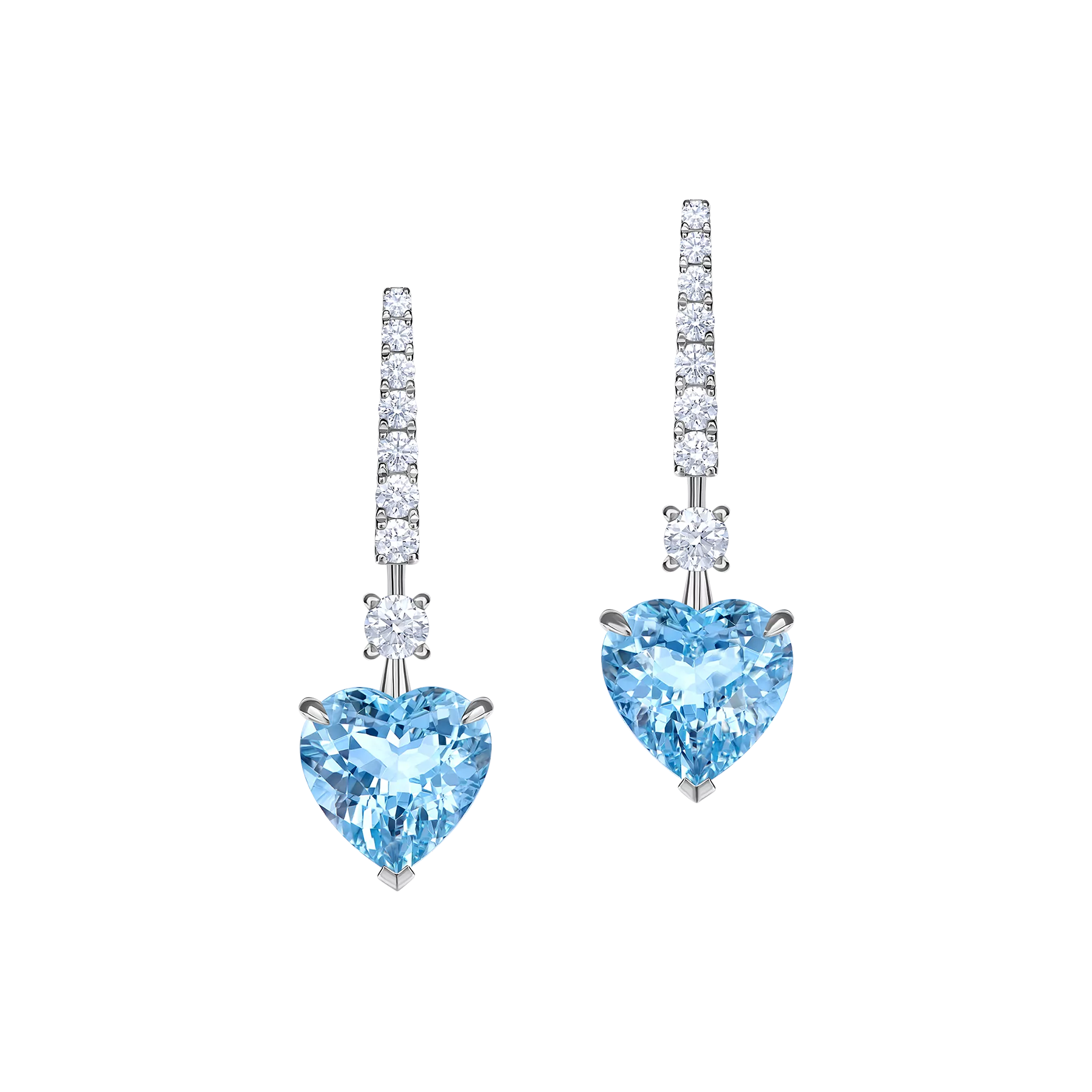 Серьги с аквамаринами и бриллиантами, белое золото