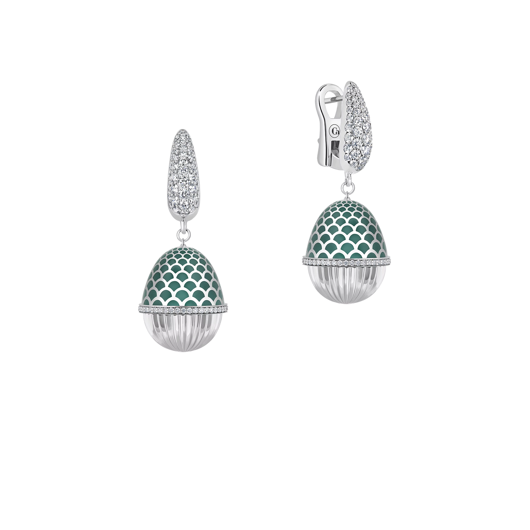 Серьги с бриллиантами, белое золото, н.керамика