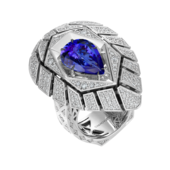 Кольцо с танзанитом и бриллиантами, белое золото