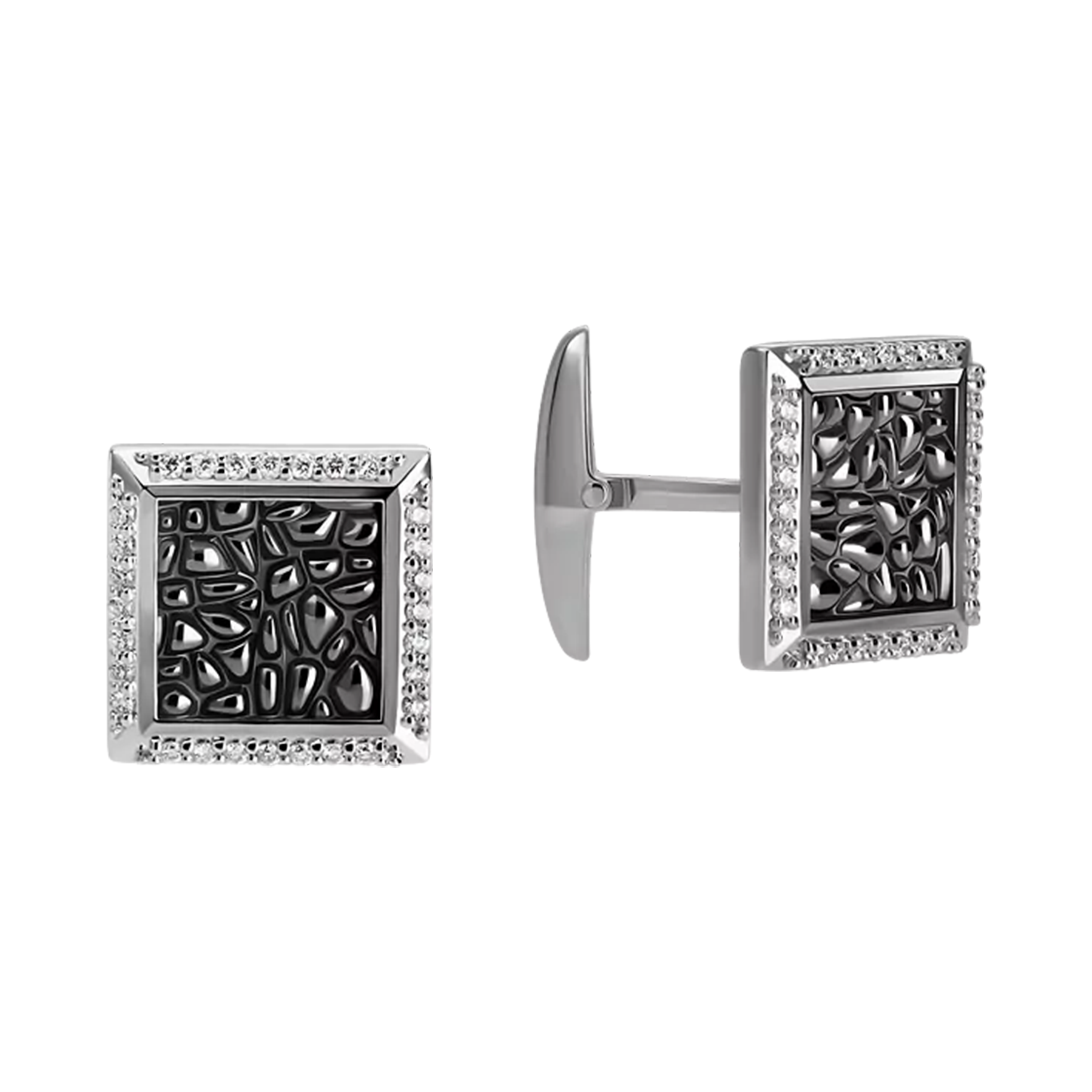 Запонки с бриллиантами, белое золото