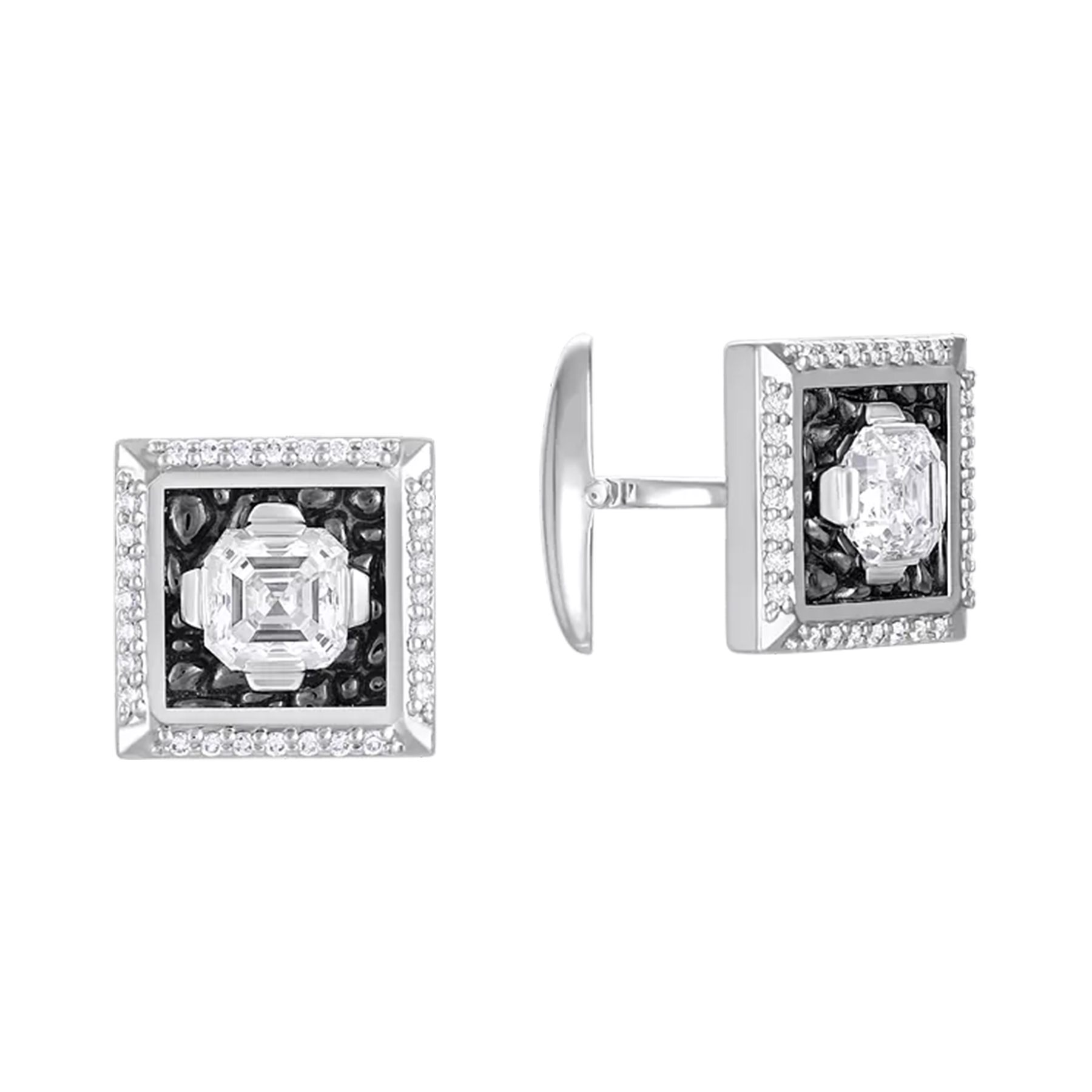 Запонки с бриллиантами, белое золото