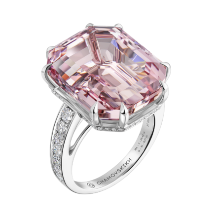Кольцо с морганитом и бриллиантами, белое золото 1