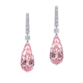 Серьги с морганитами и бриллиантами, белое золото