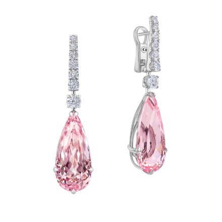 Серьги с морганитами и бриллиантами, белое золото 1