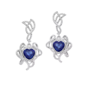 Серьги с сапфирами и бриллиантами, белое золото