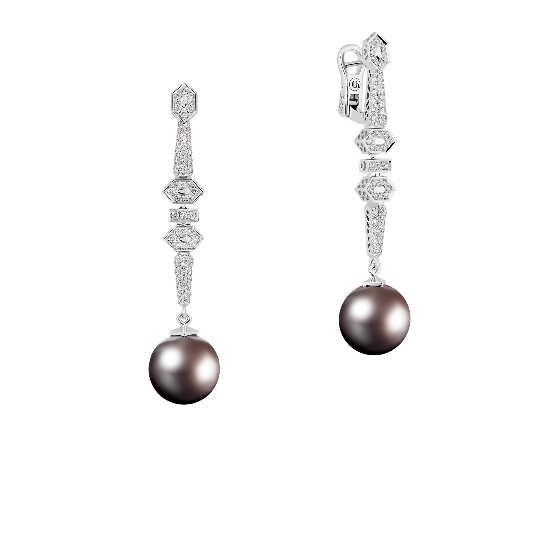 Серьги с аквамаринами, жемчугом и бриллиантами, белое золото