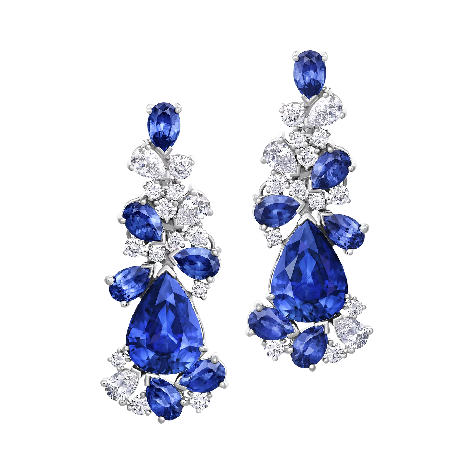 Серьги с сапфирами и бриллиантами, белое золото