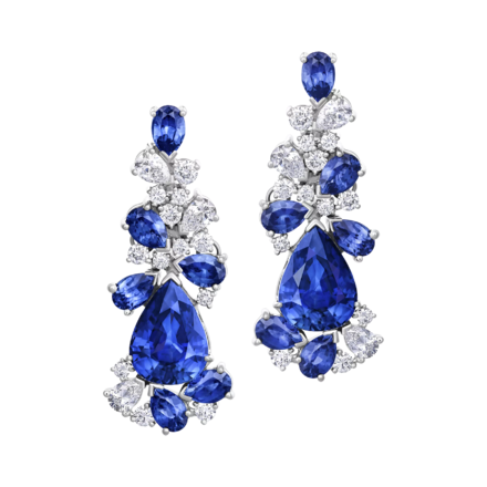 Серьги с сапфирами и бриллиантами, белое золото 1