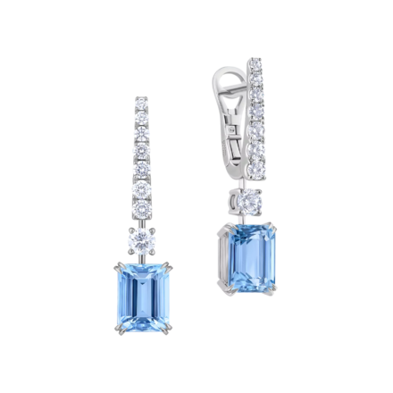 Серьги с аквамаринами и бриллиантами, белое золото 1