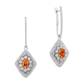 Серьги со спессартинами и бриллиантами, белое золото