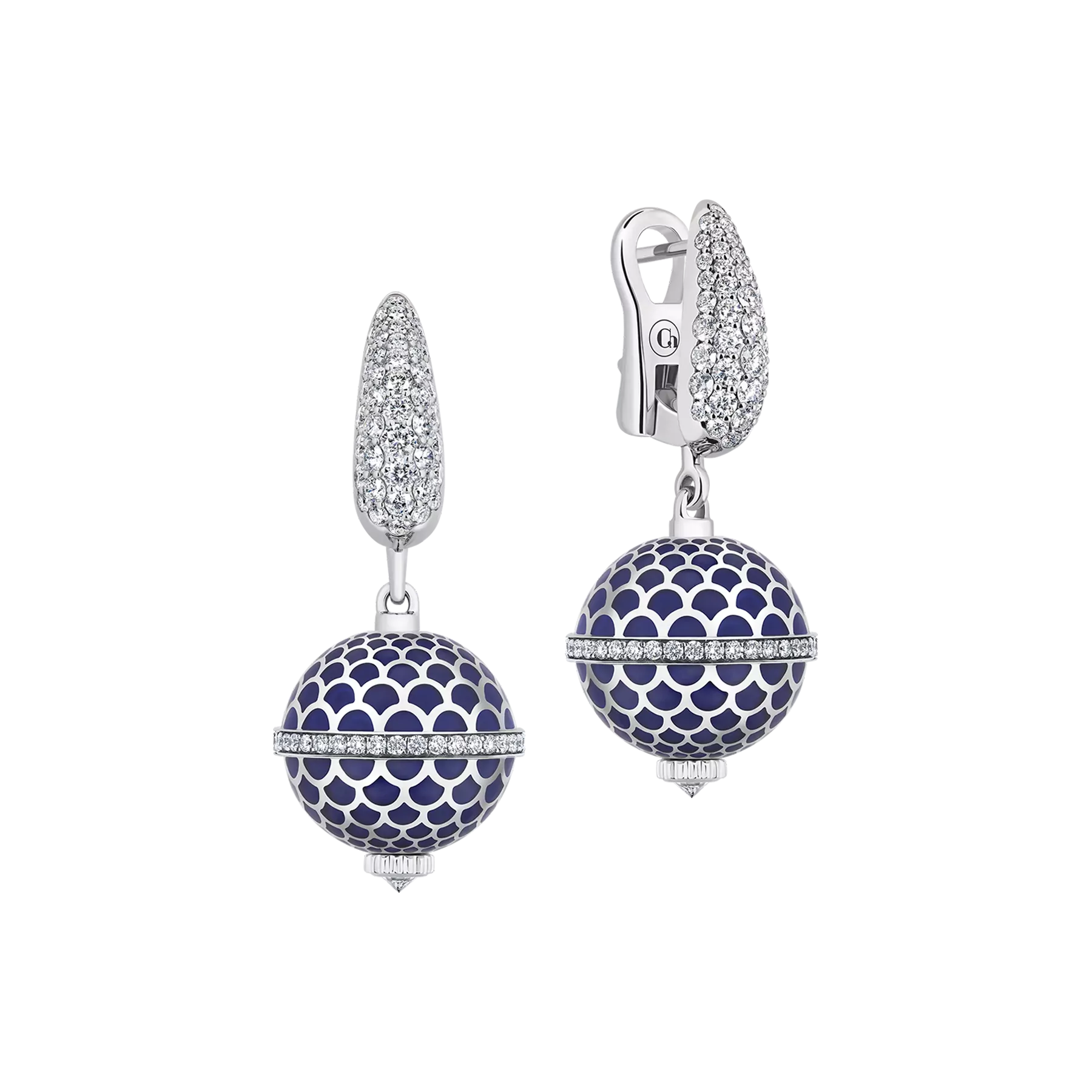 Серьги с бриллиантами, белое золото, н.керамика