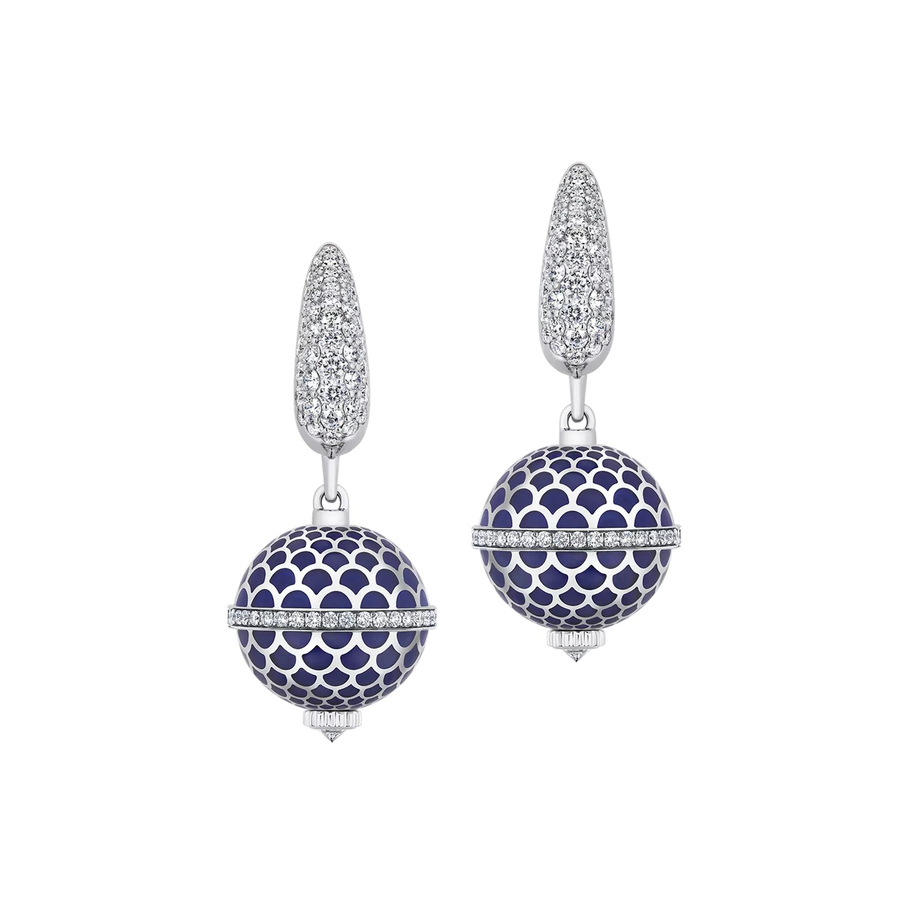 Серьги с бриллиантами, белое золото, н.керамика