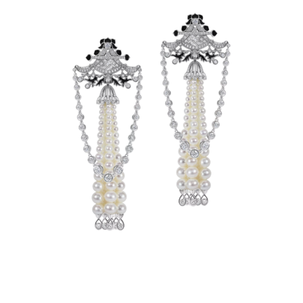 Серьги с опалами, бриллиантами и жемчугом, белое золото 4