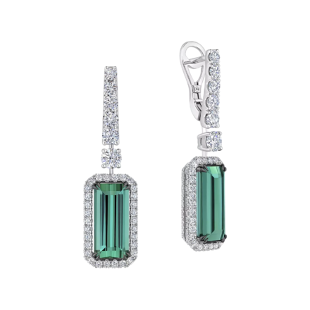 Серьги с турмалинами индиголитами и бриллиантами, белое золото 1