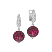 Серьги с рубинами и бриллиантами, белое золото