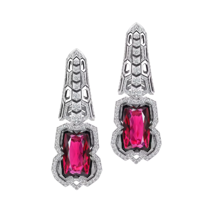 Серьги с турмалинами и бриллиантами, белое золото 1