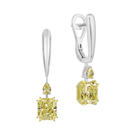 Серьги с желтыми бриллиантами, белое золото 1