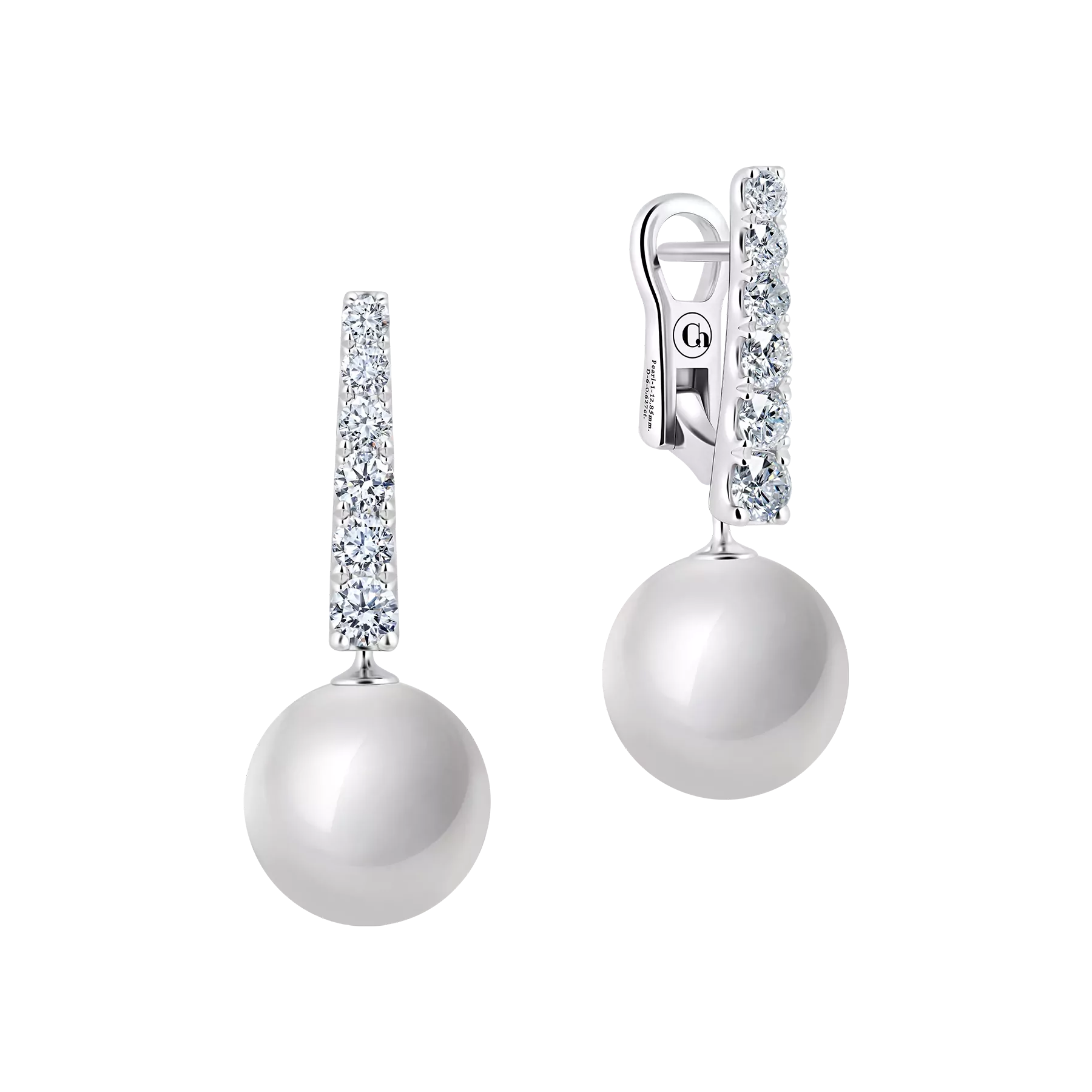 Серьги с белым жемчугом и бриллиантами, белое золото