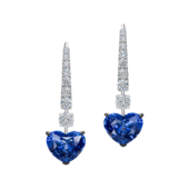 Серьги с сапфирами и бриллиантами, белое золото