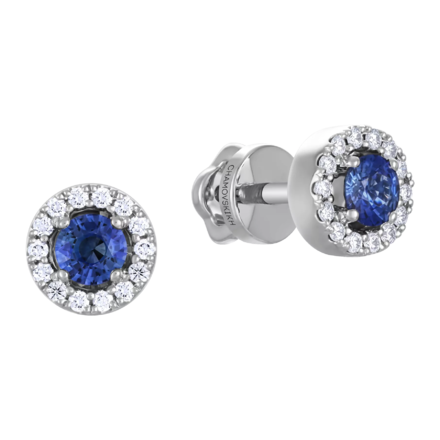 Пусеты с сапфирами и бриллиантами, белое золото 1