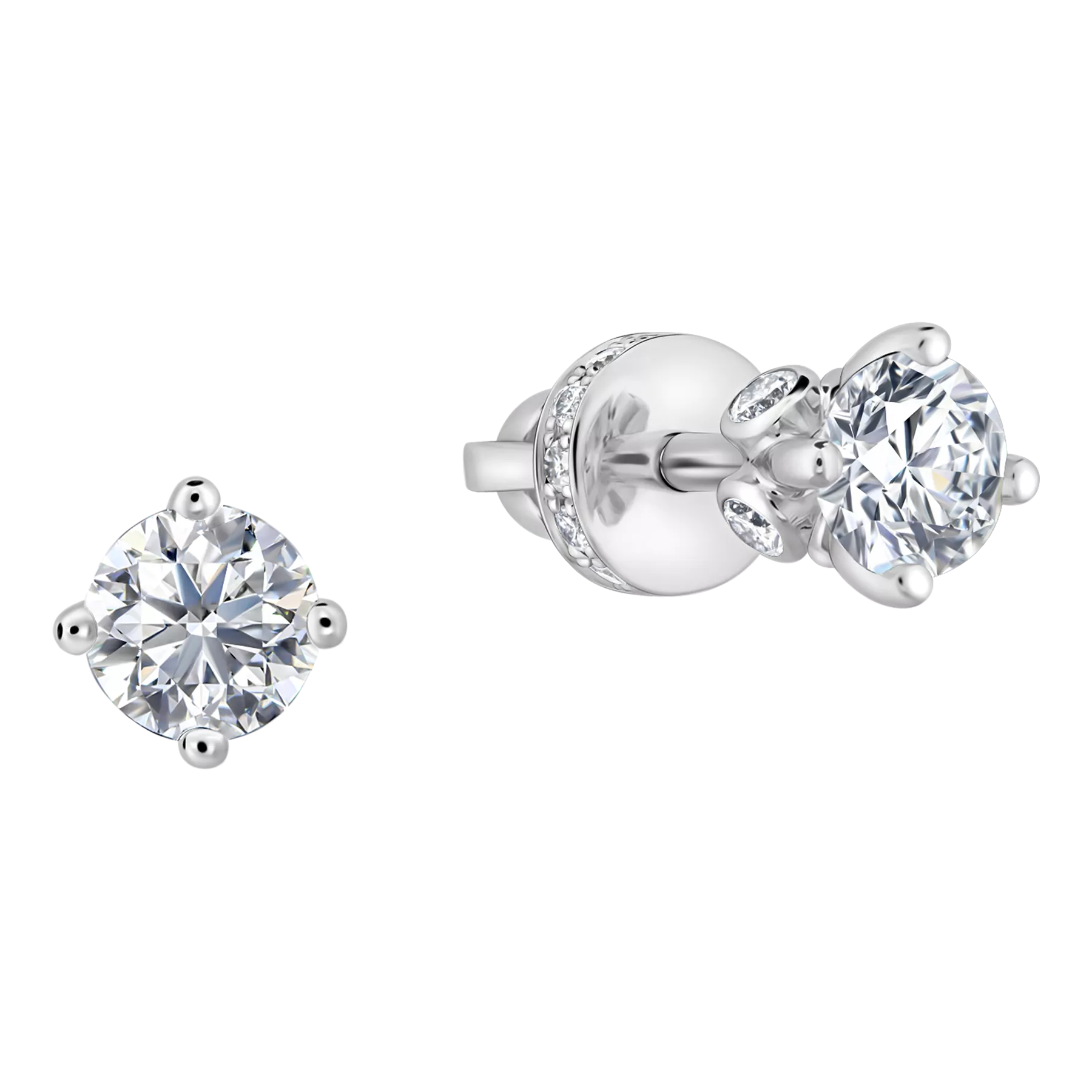 Пусеты с бриллиантами, белое золото