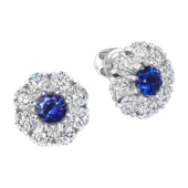 Пусеты с сапфирами и бриллиантами, белое золото