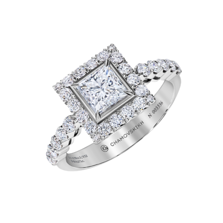 Кольцо с бриллиантами, белое золото 1