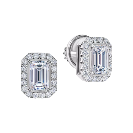 Пусеты с бриллиантами, белое золото 1