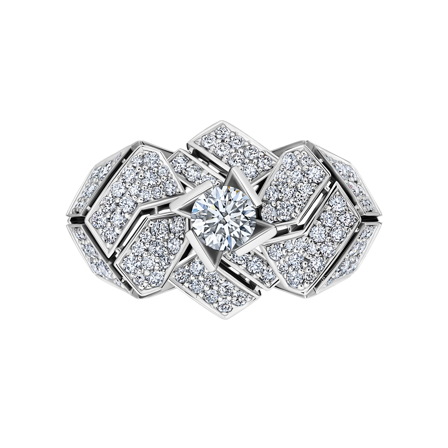 Кольцо с бриллиантами, белое золото